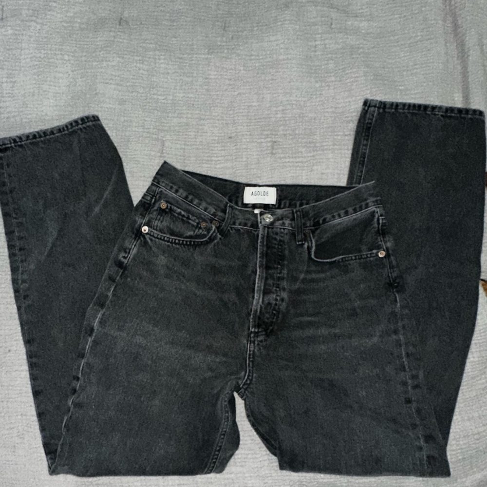 Agolde Women’s Dark Gray/Black Straight Jeans
